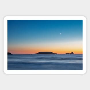 Worms Head, Rhossili Bay with the moon Sticker